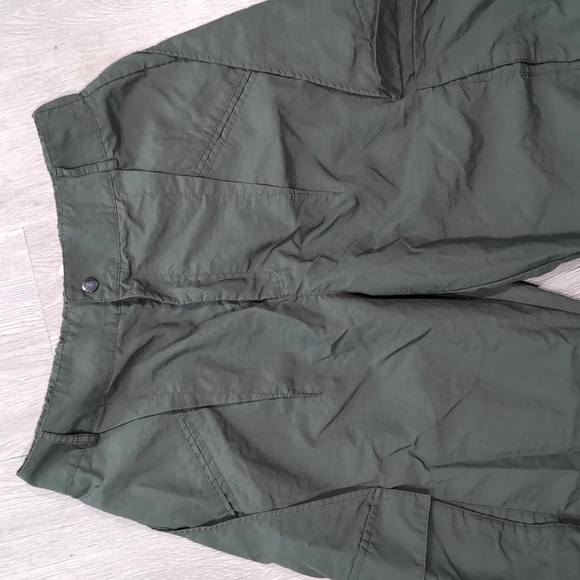 HALARA MidRise Button Zipper Side Pocket Wide Leg Casual Cargo Pants Green Large - Picture 5 of 6